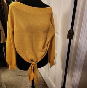 Express Off-the-Shoulder Yellow Sweater